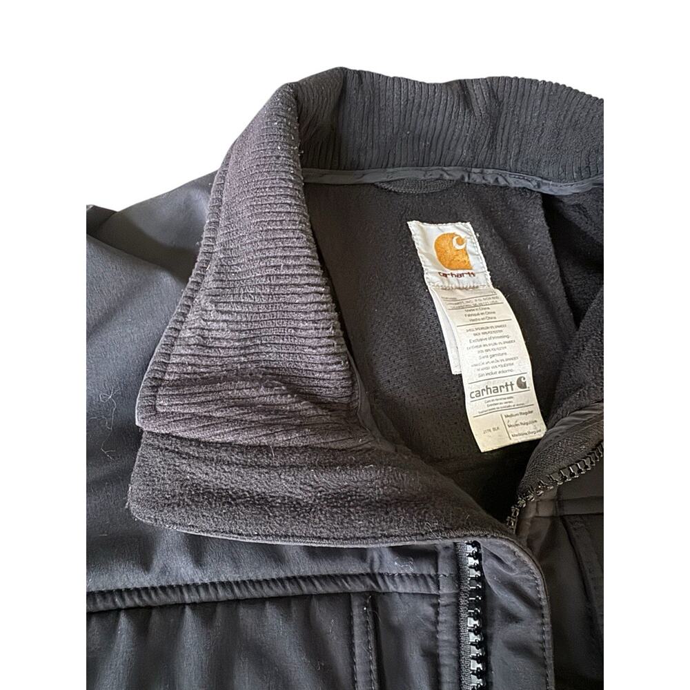 Carhartt J176 Black Softshell Jacket Fleece Lined Workwear Men’s Medium Full Zip - Picture 3 of 5